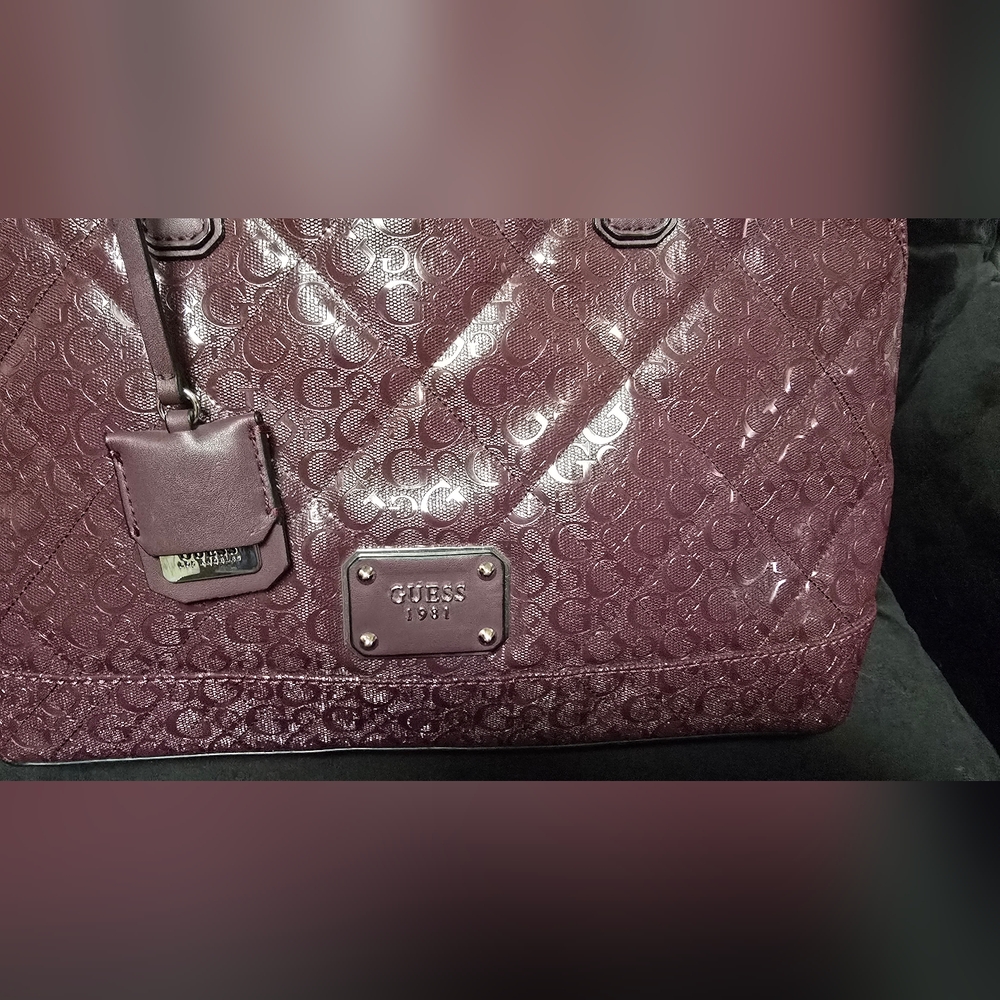 Guess Burgundy Embossed Handbag - Picture 3 of 7